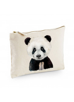 Canvas Pouch Tasche mit Pandabär Panda Waschtasche Kulturbeutel individuell bedruckt cl33