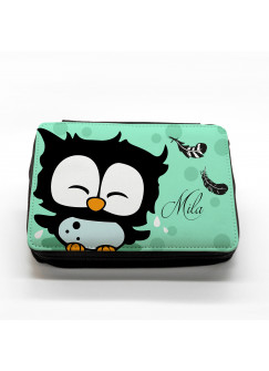 Hauptbild gefüllte Federtasche Eule mit Federn filled pencil case owl with feathers