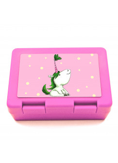 Lunchbox Brotdose Einhorn mit Schmetterling Punkten und Wunschnamen LB07
