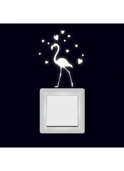 Lichtschaltertattoo Wandtattoo Aufkleber Vogel Flamingo mit Herzen fluoreszierend M2005