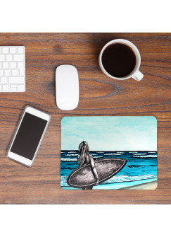 Mousepad mouse pad Mauspad Surferin mit Surfbrett Wellen Wasser Meer Strand Mausunterlage bedruckt für den Schreibtisch mouse pads mp47