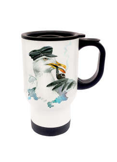 Tasse Becher Thermotasse Thermobecher Thermostasse Thermosbecher Kapitän Möwe cup mug thermo mug thermo cup captain seagull tb020