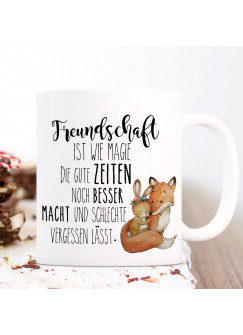 Tasse Becher Fuchs & Hase Spruch Freundschaft ist wie Magie Kaffeetasse Kaffeebecher Geschenk ts1120