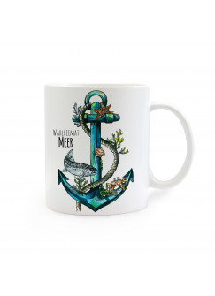 Anker mit Tau und Fisch Meer Wahlheimat cup anchor with rope and fish sea adopted home ts255