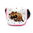 Kindergartentasche Kindertasche Schultasche Schultertasche Umhängetasche Tasche Waschbär mit Punkten Kindergarten Bag children bag sling bag raccoon with dots and custom name kgt20