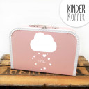 Kinderkoffer Koffer Wolke mit Herzen und Wunschname rosa Children suitcase cloud with hearts and desired name rose kos4c